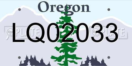 LQ02033 Oregon License Plate
