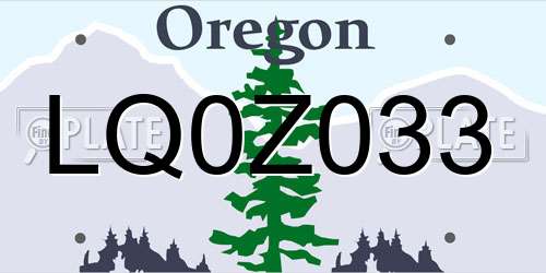 LQ0Z033 Oregon License Plate