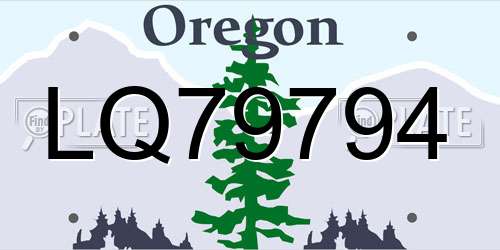 LQ79794 Oregon License Plate