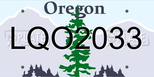LQO2033 Oregon License Plate
