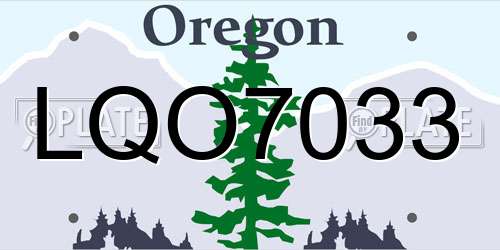 LQO7033 Oregon License Plate