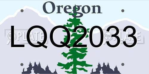 LQQ2033 Oregon License Plate