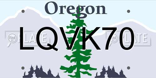 LQVK70 Oregon License Plate