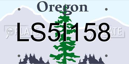 LS5I158 Oregon License Plate