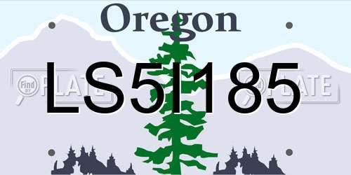 LS5I185 Oregon License Plate