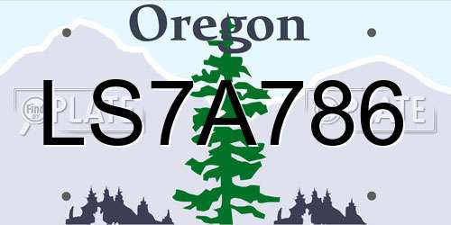 LS7A786 Oregon License Plate