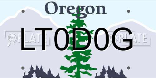 LT0D0G Oregon License Plate