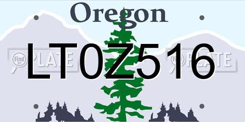 LT0Z516 Oregon License Plate