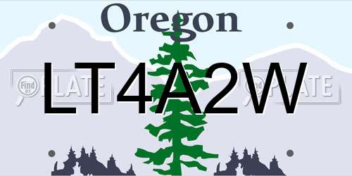 LT4A2W Oregon License Plate