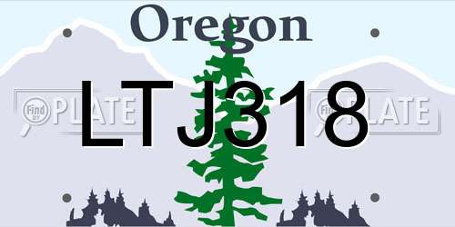 LTJ318 Oregon License Plate