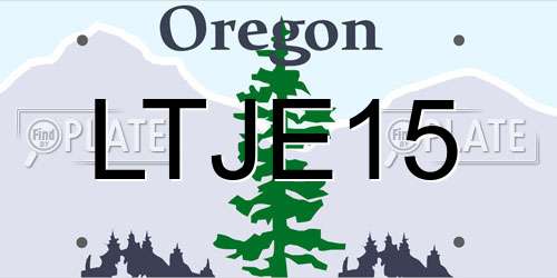 LTJE15 Oregon License Plate
