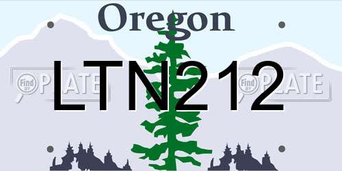 LTN212 Oregon License Plate