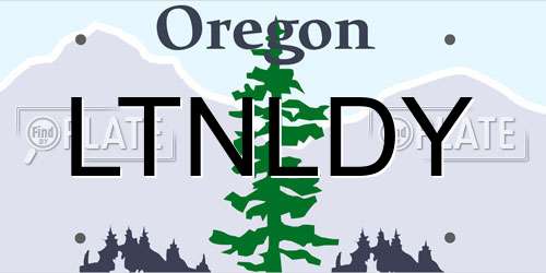 LTNLDY Oregon License Plate