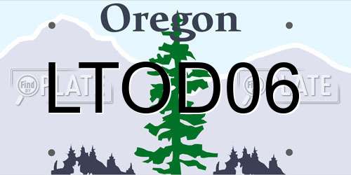 LTOD06 Oregon License Plate