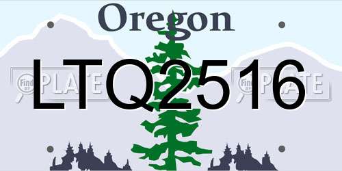LTQ2516 Oregon License Plate