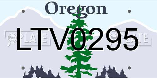 LTV0295 Oregon License Plate
