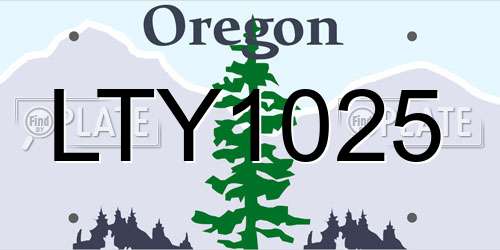 LTY1025 Oregon License Plate