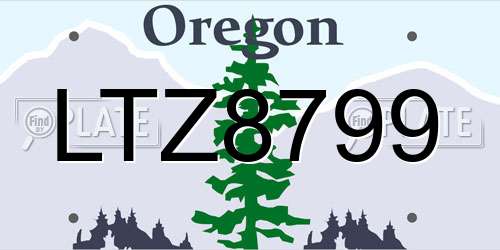 LTZ8799 Oregon License Plate