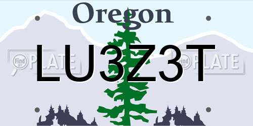 LU3Z3T Oregon License Plate