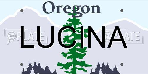 LUCINA Oregon License Plate