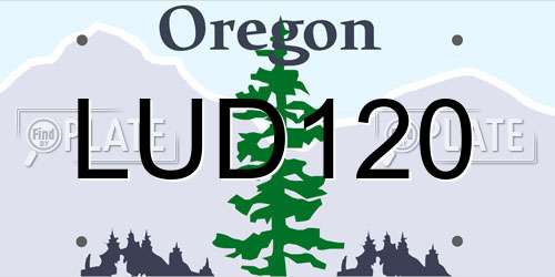 LUD120 Oregon License Plate