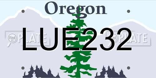 LUE232 Oregon License Plate