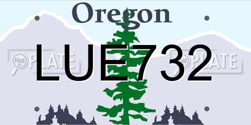 LUE732 Oregon License Plate