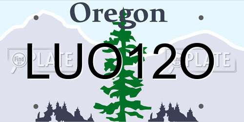 LUO12O Oregon License Plate