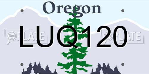 LUQ120 Oregon License Plate