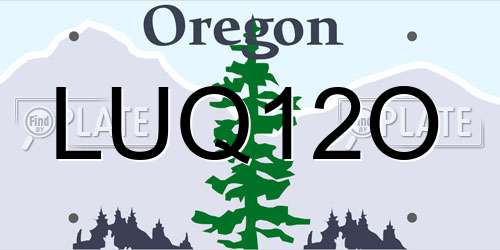 LUQ12O Oregon License Plate