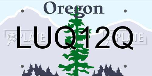 LUQ12Q Oregon License Plate