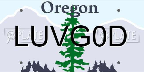LUVG0D Oregon License Plate