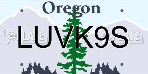 LUVK9S Oregon License Plate