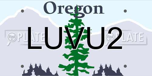 LUVU2 Oregon License Plate