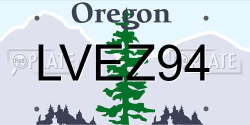 LVEZ94 Oregon License Plate