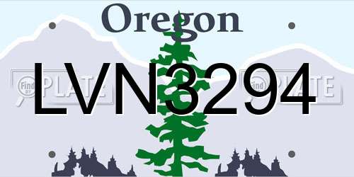 LVN3294 Oregon License Plate