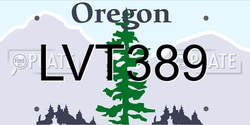 LVT389 Oregon License Plate