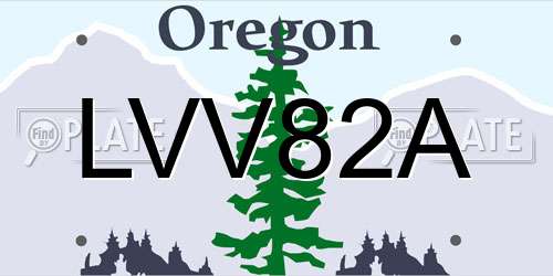 LVV82A Oregon License Plate