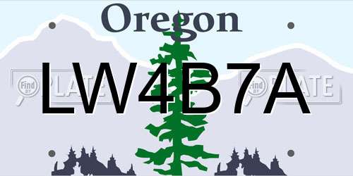 LW4B7A Oregon License Plate