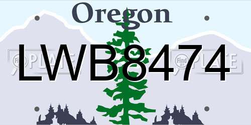 LWB8474 Oregon License Plate