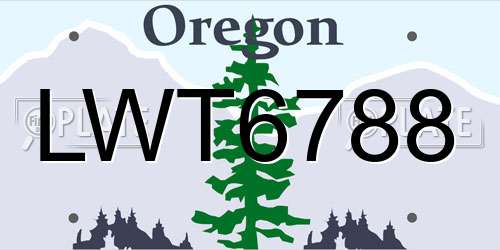 LWT6788 Oregon License Plate
