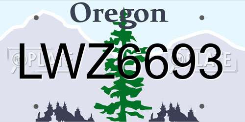 LWZ6693 Oregon License Plate
