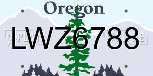 LWZ6788 Oregon License Plate