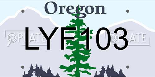LYF103 Oregon License Plate