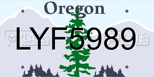 LYF5989 Oregon License Plate