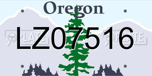 LZ07516 Oregon License Plate