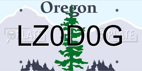 LZ0D0G Oregon License Plate