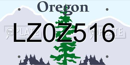 LZ0Z516 Oregon License Plate
