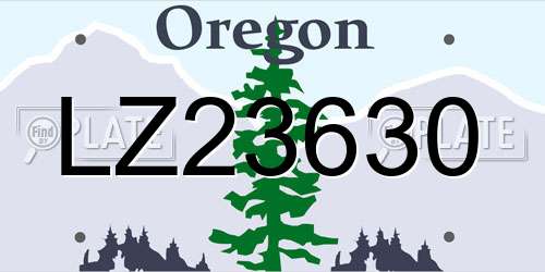 LZ23630 Oregon License Plate