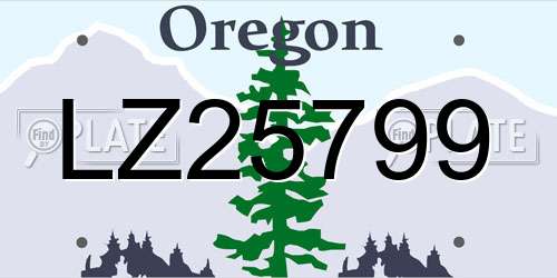 LZ25799 Oregon License Plate